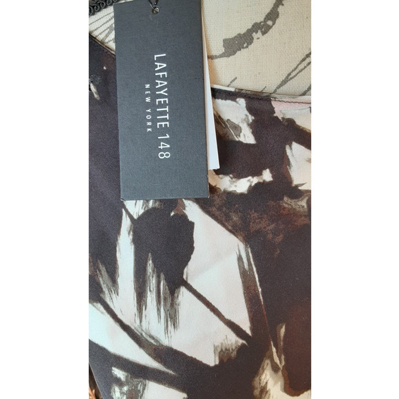 50% OFF) NWT Lafayette 148 New York Silk Blouse Black Multi Shirt MSRP $450 - Picture 7 of 9